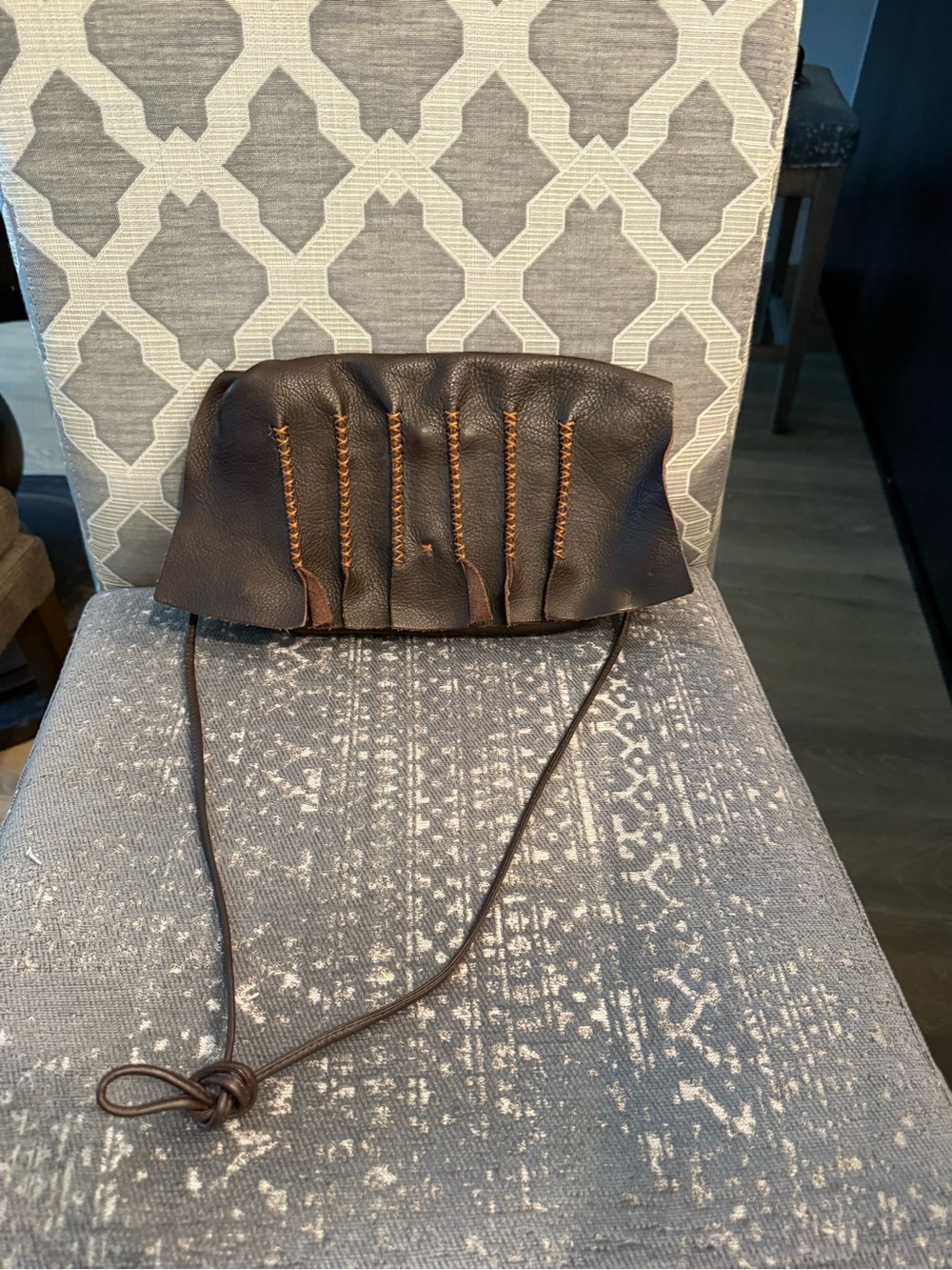 Vintage Carlos Falchi Brown Leather Hand-Laced Clutch/ Crossbody